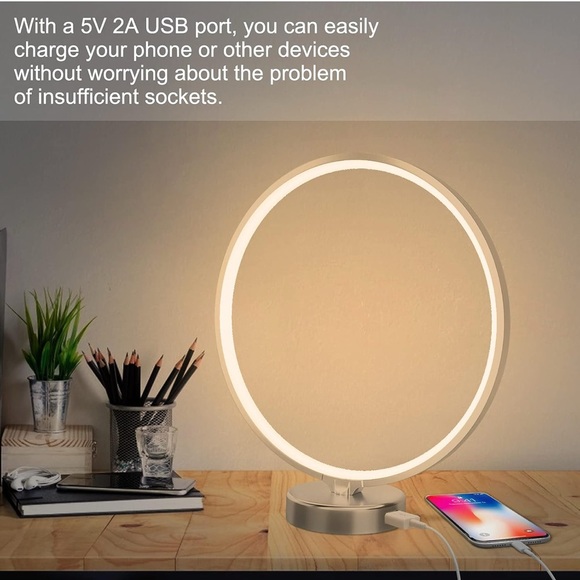 SUNY Modern Circle LED 3 Color Temperature & Brightness USB Port - New in Box - Picture 5 of 9